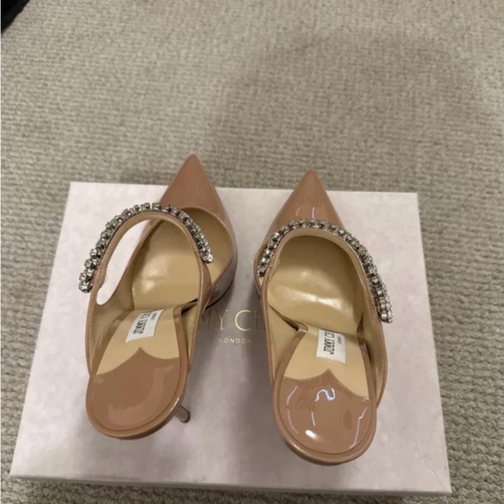 Jimmy Choo Bing Nude Patent Heels with Crystal Strap Sz 42 (run small) - Picture 2 of 6